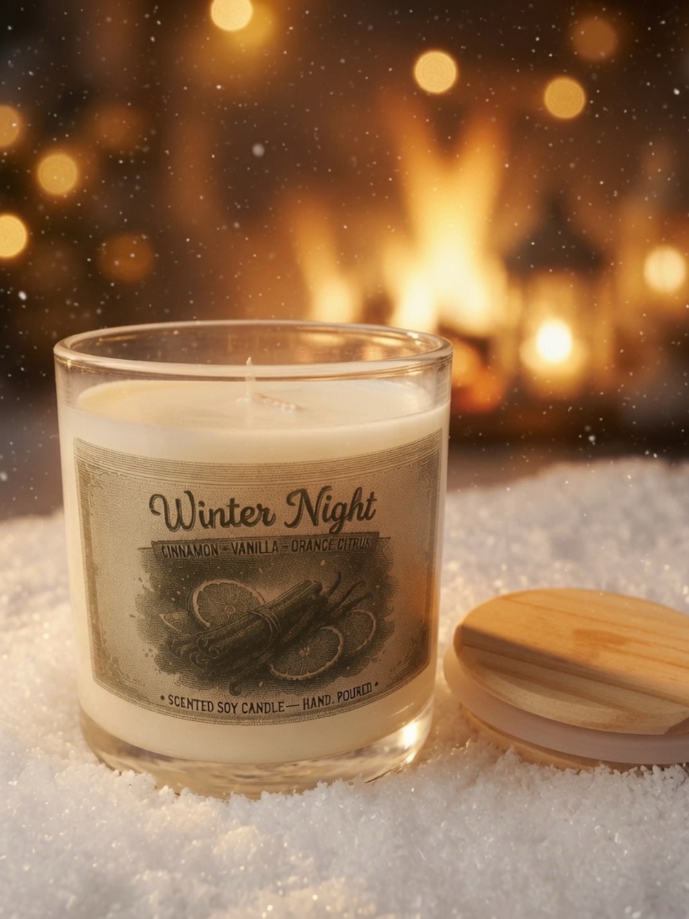 9oz Winter Night Candle | Cinnamon Vanilla Orange Citrus | Soy Wax Candle - Picture 2 of 2